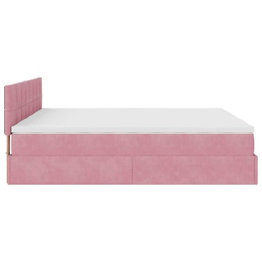 vidaXL Οθωμανικό κρεβάτι με στρώματα ροζ 180x200cm Velvet