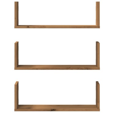 vidaXL Ραφιέρες Τοίχου 3 τεμ. Αρτισιανή Δρυς 58x18x18cm Επεξ. Ξύλο