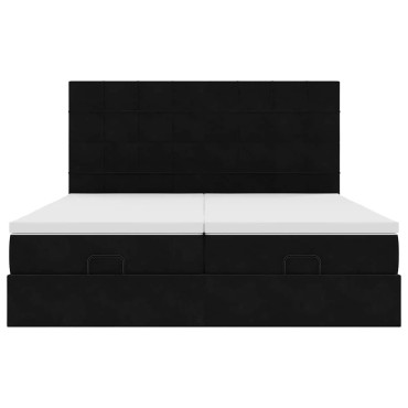 vidaXL Οθωμανικό κρεβάτι με στρώματα Μαύρο 180x200cm Velvet
