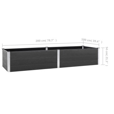 vidaXL Ζαρντινιέρα Υπερυψωμένη Γκρι 200 x 100 x 54 εκ. από WPC