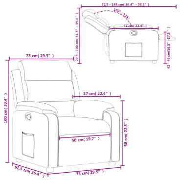 vidaXL Πολυθρόνα Ανακλινόμενη Taupe Υφασμάτινη 75x92,5x100cm 1 τεμ.