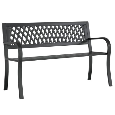 vidaXL Παγκάκι Κήπου Μαύρο Ατσάλινο 120x53x75cm 1 τεμ.