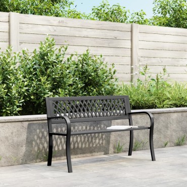 vidaXL Παγκάκι Κήπου Μαύρο Ατσάλινο 120x53x75cm 1 τεμ.