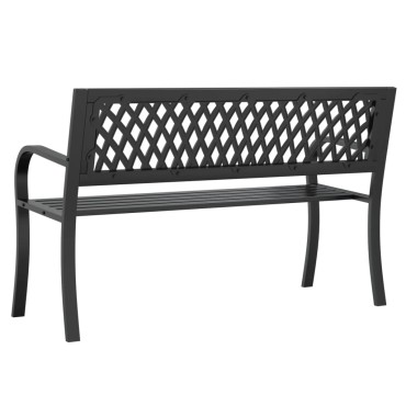 vidaXL Παγκάκι Κήπου Μαύρο Ατσάλινο 120x53x75cm 1 τεμ.