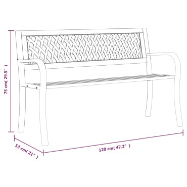 vidaXL Παγκάκι Κήπου Μαύρο Ατσάλινο 120x53x75cm 1 τεμ.