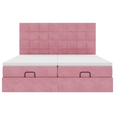 vidaXL Οθωμανικό κρεβάτι με στρώματα ροζ 180x200cm Velvet