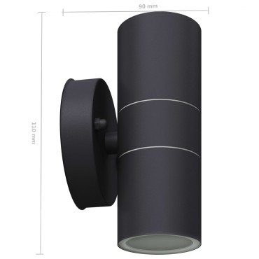 vidaXL Φωτιστικά Τοίχου LED Εξωτερικού Χώρου 2 τεμ. Ανοξείδωτο Ατσάλι