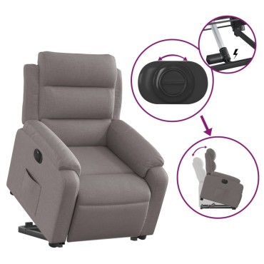 vidaXL Πολυθρόνα Ηλεκτρική Ανακλ.Taupe Υφασμάτινη 75x92,5x100cm 1 τεμ.