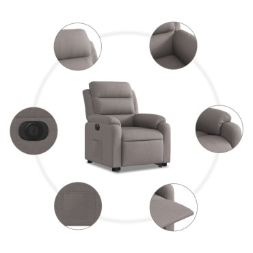 vidaXL Πολυθρόνα Ηλεκτρική Ανακλ.Taupe Υφασμάτινη 75x92,5x100cm 1 τεμ.