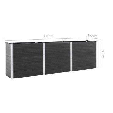 vidaXL Ζαρντινιέρα Υπερυψωμένη Γκρι 300 x 100 x 91 εκ. από WPC