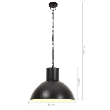 vidaXL Φωτιστικό Κρεμαστό Στρογγυλό 25 W Μαύρο 48 εκ. Ε27