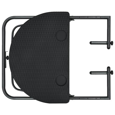 vidaXL Τραπέζι Μπαλκονιού Κρεμαστό Μαύρο 60x64x83,5cm Πλαστικό Ρατάν 1 τεμ.