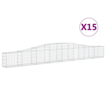 vidaXL Συρματοκιβώτια Τοξωτά 15 τεμ. 400x30x40/60 εκ. Γαλβαν. Ατσάλι