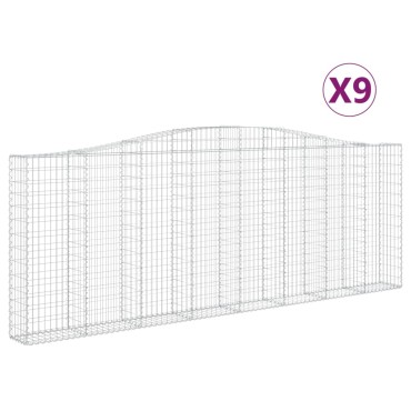 vidaXL Συρματοκιβώτια Τοξωτά 9 τεμ. 400x30x140/160 εκ. Γαλβαν. Ατσάλι
