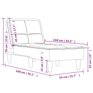 vidaXL Ανάκλιντρο Σκούρο Γκρι Υφασμάτινο 55x140x70cm 1 τεμ.