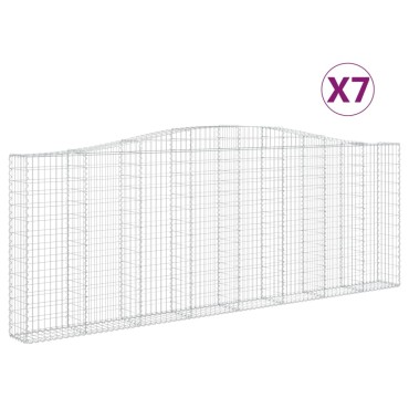 vidaXL Συρματοκιβώτια Τοξωτά 7 τεμ. 400x30x140/160 εκ. Γαλβαν. Ατσάλι