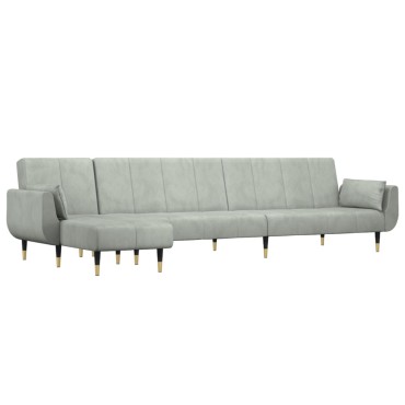 vidaXL Καναπές Κρεβάτι Γωνιακός Αν. Γκρι 275x140x70cm Βελούδινος 1 τεμ.