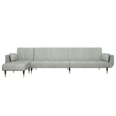 vidaXL Καναπές Κρεβάτι Γωνιακός Αν. Γκρι 275x140x70cm Βελούδινος 1 τεμ.