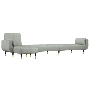 vidaXL Καναπές Κρεβάτι Γωνιακός Αν. Γκρι 275x140x70cm Βελούδινος 1 τεμ.