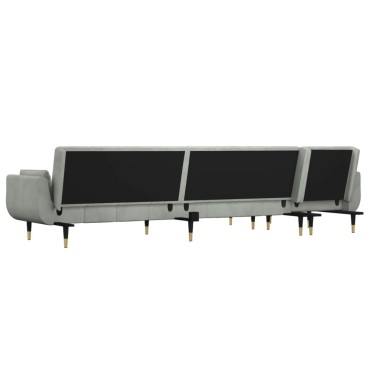 vidaXL Καναπές Κρεβάτι Γωνιακός Αν. Γκρι 275x140x70cm Βελούδινος 1 τεμ.