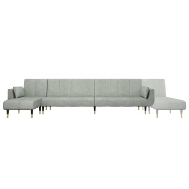 vidaXL Καναπές Κρεβάτι Γωνιακός Αν. Γκρι 275x140x70cm Βελούδινος 1 τεμ.