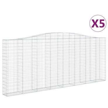 vidaXL Συρματοκιβώτια Τοξωτά 5 τεμ. 400x30x160/180 εκ. Γαλβαν. Ατσάλι