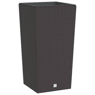 vidaXL Γλάστρα με Αφαιρούμενο Εσωτερικό Καφέ 21 / 49 Λίτρων Ρατάν PP