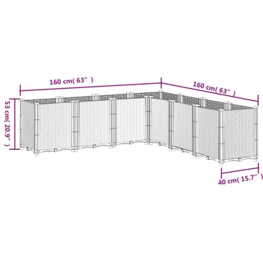 vidaXL Ζαρντινιέρα Κήπου Λευκή 160x160x53 εκ. Πολυπροπυλένιο