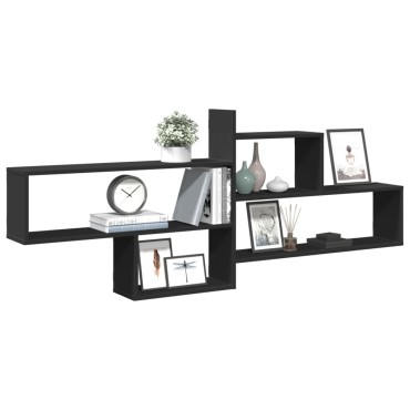 vidaXL Ράφι Τοίχου Μαύρη 167,5x18x68cm από Επεξεργασμένο Ξύλο 1 τεμ.
