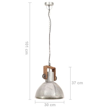 vidaXL Φωτιστικό Κρεμαστό Industrial Στρογγυλό 25 W Ασημί 30 εκ. Ε27