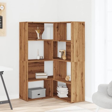 vidaXL Βιβλιοθήκη Γωνιακή 4 Επ. Αρτισιανή Δρυς 85x85x140cm Επεξ. Ξύλο 1 τεμ.