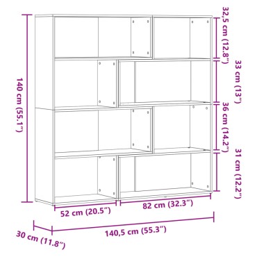 vidaXL Βιβλιοθήκη Γωνιακή 4 Επ. Αρτισιανή Δρυς 85x85x140cm Επεξ. Ξύλο 1 τεμ.