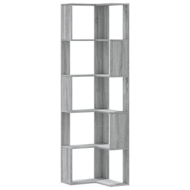 vidaXL Βιβλιοθήκη Γωνιακή 5 Επ. Γκρι Sonoma 50x50x179cm Επεξ. Ξύλο 1 τεμ.