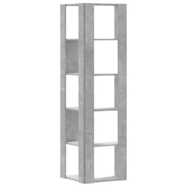 vidaXL Βιβλιοθήκη Γωνιακή 5 Επ. Γκρι Σκυροδέμ. 50x50x179cm Επεξ. Ξύλο 1 τεμ.