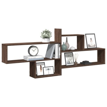 vidaXL Ραφιέρα Τοίχου Καφέ Δρυς 167,5x18x68cm Επεξεργασμένο Ξύλο 1 τεμ.