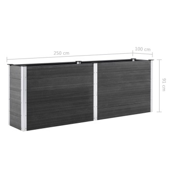 vidaXL Ζαρντινιέρα Υπερυψωμένη Γκρι 250 x 100 x 91 εκ. από WPC