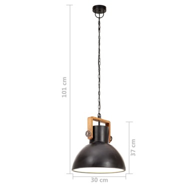 vidaXL Φωτιστικό Κρεμαστό Industrial Στρογγυλό 25 W Μαύρο 30 εκ. Ε27