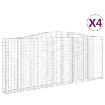 vidaXL Συρματοκιβώτια Τοξωτά 4 τεμ. 400x30x160/180 εκ. Γαλβαν. Ατσάλι