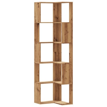 vidaXL Βιβλιοθήκη Γωνιακή 5 Επ. Αρτισιανή Δρυς 50x50x179cm Επεξ. Ξύλο 1 τεμ.