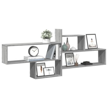 vidaXL Ραφιέρα Τοίχου Γκρι Sonoma 167,5x18x68cm Επεξεργασμένο Ξύλο 1 τεμ.