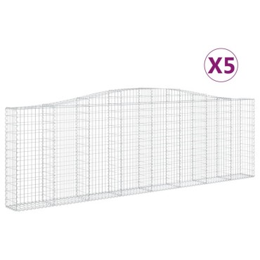 vidaXL Συρματοκιβώτια Τοξωτά 5 τεμ. 400x30x120/140 εκ. Γαλβαν. Ατσάλι