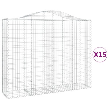 vidaXL Συρματοκιβώτια Τοξωτά 15 τεμ. 200x50x160/180 εκ. Γαλβαν. Ατσάλι