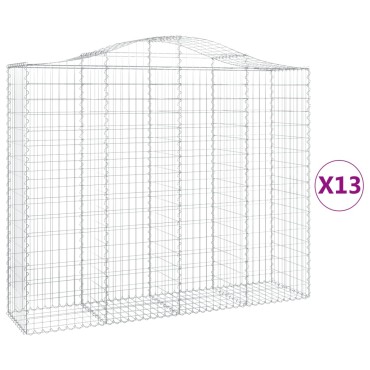 vidaXL Συρματοκιβώτια Τοξωτά 13 τεμ. 200x50x160/180 εκ. Γαλβαν. Ατσάλι