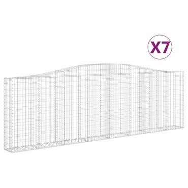vidaXL Συρματοκιβώτια Τοξωτά 7 τεμ. 400x30x120/140 εκ. Γαλβαν. Ατσάλι