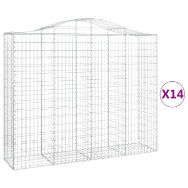 vidaXL Συρματοκιβώτια Τοξωτά 14 τεμ. 200x50x160/180 εκ. Γαλβαν. Ατσάλι