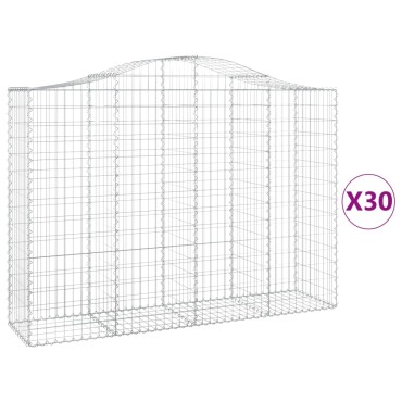 vidaXL Συρματοκιβώτια Τοξωτά 30 τεμ. 200x50x140/160 εκ. Γαλβαν. Ατσάλι