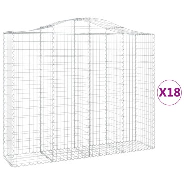 vidaXL Συρματοκιβώτια Τοξωτά 18 τεμ. 200x50x160/180 εκ. Γαλβαν. Ατσάλι