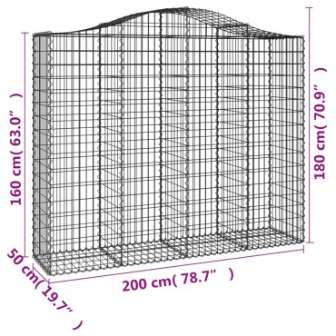 vidaXL Συρματοκιβώτια Τοξωτά 18 τεμ. 200x50x160/180 εκ. Γαλβαν. Ατσάλι