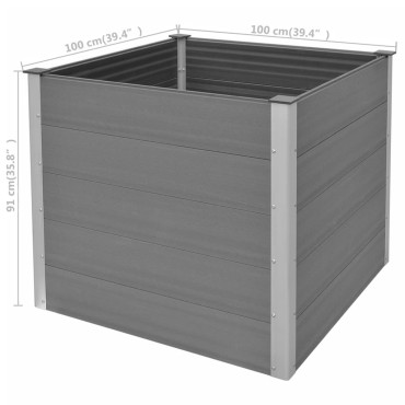 vidaXL Ζαρντινιέρα Υπερυψωμένη Γκρι 100 x 100 x 91 εκ. από WPC
