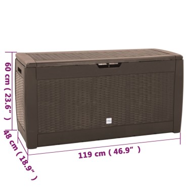 vidaXL Μπαούλο Αποθήκευσης Κήπου Καφέ 119x48x60cm από Πολυπροπυλένιο 1 τεμ.